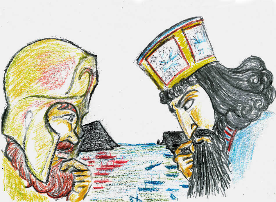 La batalla de Salamina. Ilustración: Juan Francisco Miral