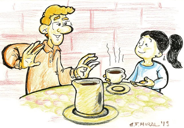 Chocolate a la taza. Ilustración: Juan Francisco Miral