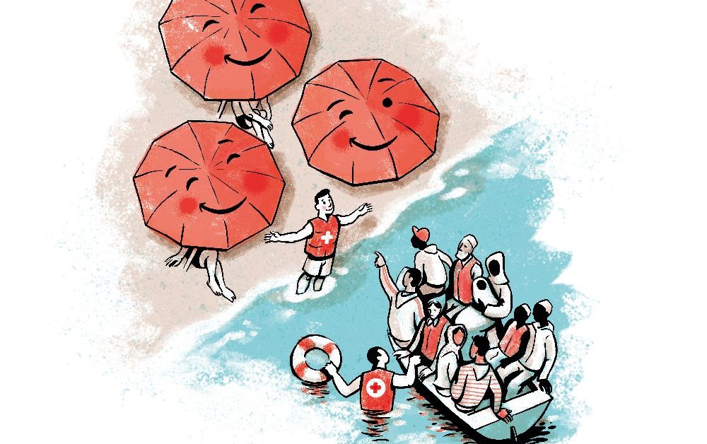 Please, smile at strangers (por favor, sonría a los extranjeros). Ilustración. José Miguel de la Peña