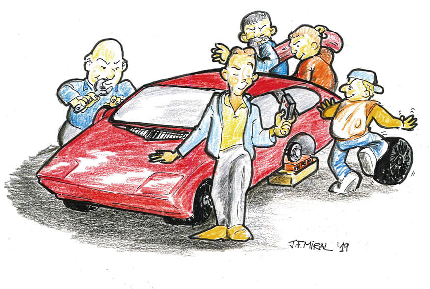 Auto roto. Ilustración: Juan Francisco Miral