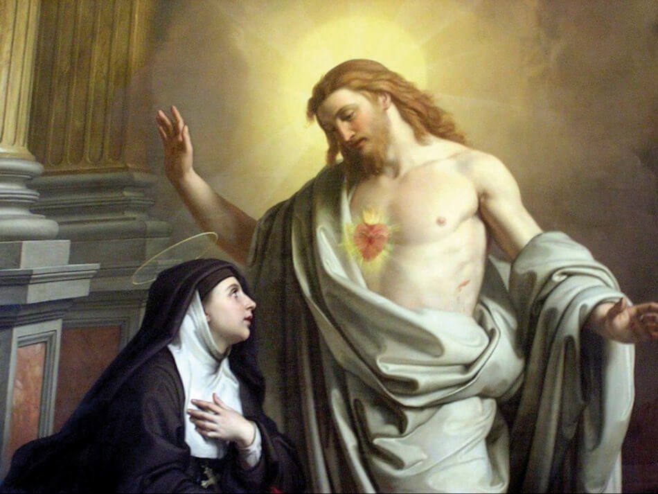 Corazón de Jesús y Margarita María Alacoque