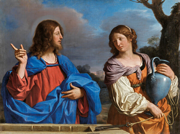 Jesús y la samaritana en el pozo. II Guercino (Giovanni Francesco Barbieri). Museo Thyssen-Bornemisza, Madrid