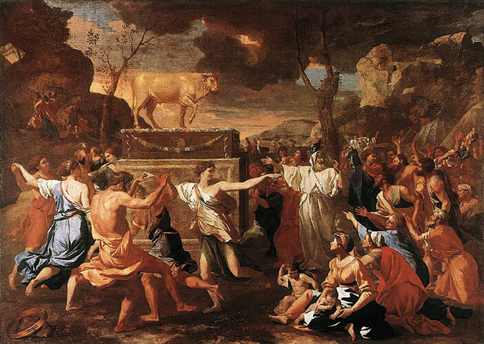 La adoración del becerro de oro. Nicolás Poussin (1634). National Gallery, Londres
