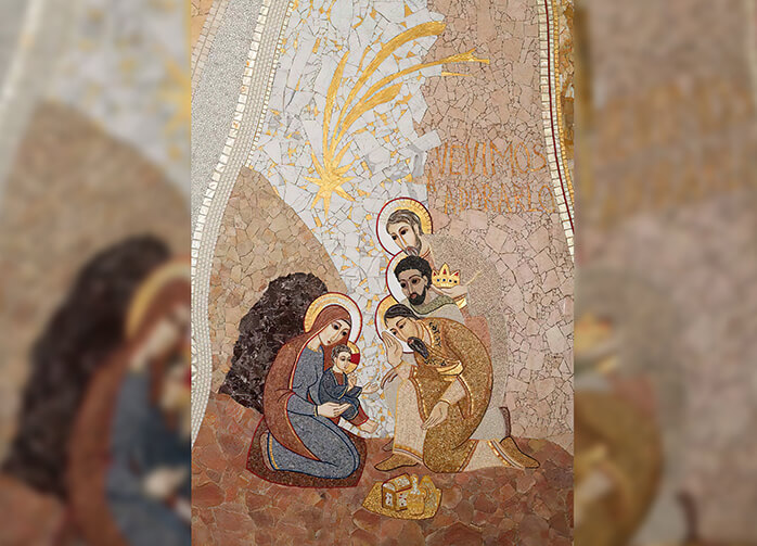 Marko Rupnik, La adoración de los Magos, (2013) Capilla del Santísimo, Catedral de la Almudena (Madrid)