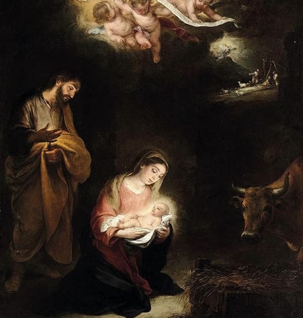 Bartolomé E. Murillo. Natividad con anuncio a los pastores (h 1655) (detalle).