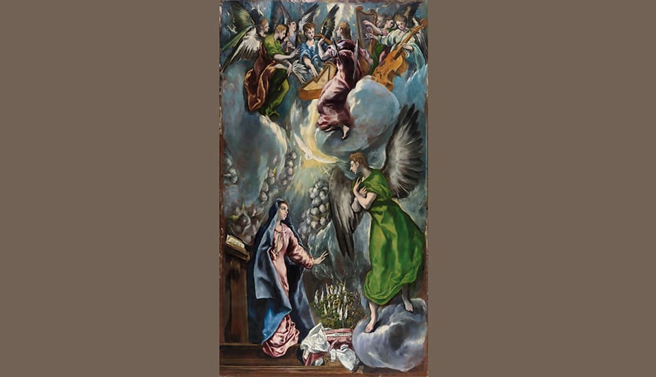 La Anunciación, (1597-1600) Domenicos Theotocopoulos —el Greco—. Pintura al óleo sobre lienzo; 315 x 174 cm. Museo del Prado.