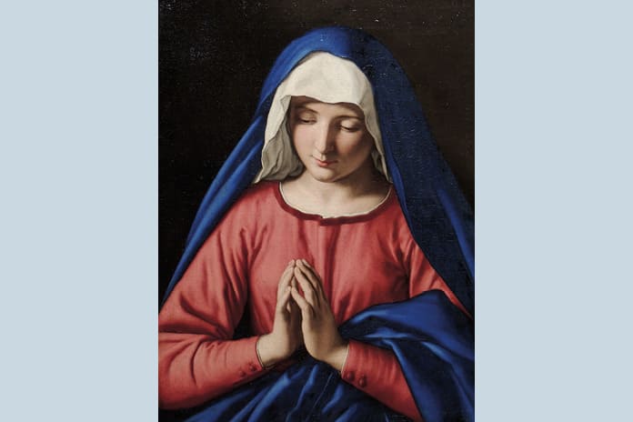 La Virgen María rezando, pintura de Giovanni Battista Salvi da Sassoferrato que refleja devoción, contemplación y espiritualidad
