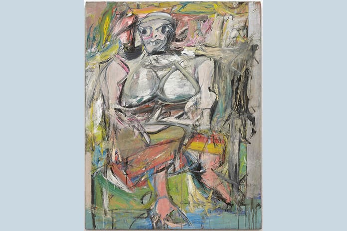 Mujer I de Willem De Kooning, pintura expresionista abstracta que distorsiona la figura femenina con fuerza y agresividad