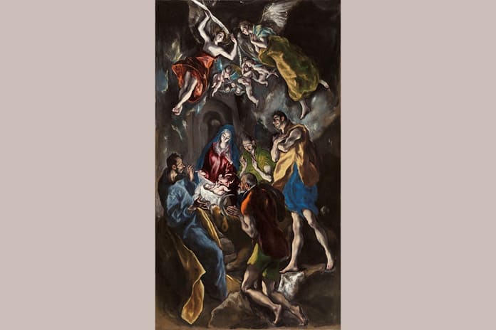 Adoración de los pastores de El Greco, óleo del Museo del Prado que representa el nacimiento de Jesús.