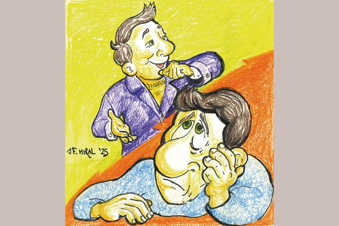 Ilustración de F. Miral sobre la búsqueda de la suerte y la actitud positiva ante la vida