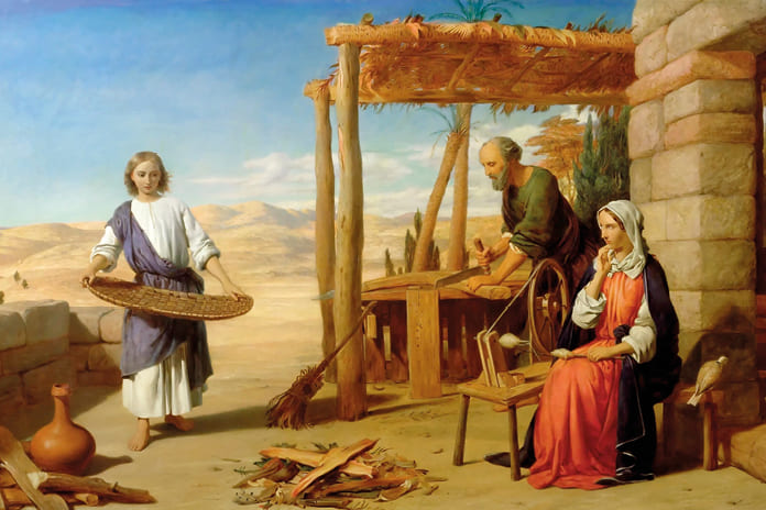 Cuadro Nuestro Salvador ayuda a los padres en Nazaret, de John Rogers Herbert