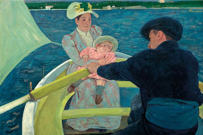 Cuadro Fiesta en el bote, óleo de Mary Cassatt